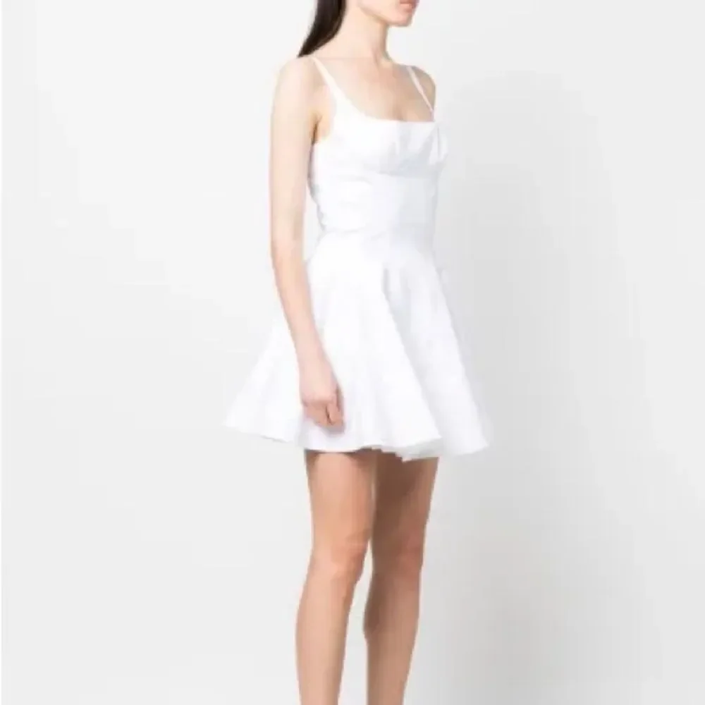 GIOVANNI BEDIN Godet Flared Cotton Mini Dress In White